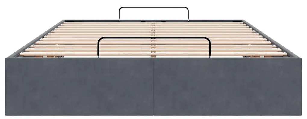 Otomano Bed Frame No Colchão Cinzento Escuro 120x200 cm Veludo