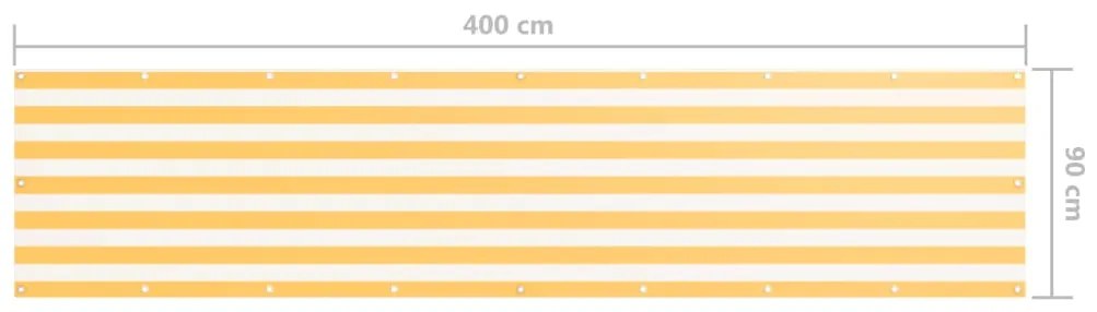Tela de varanda 90x400 cm tecido Oxford branco e amarelo