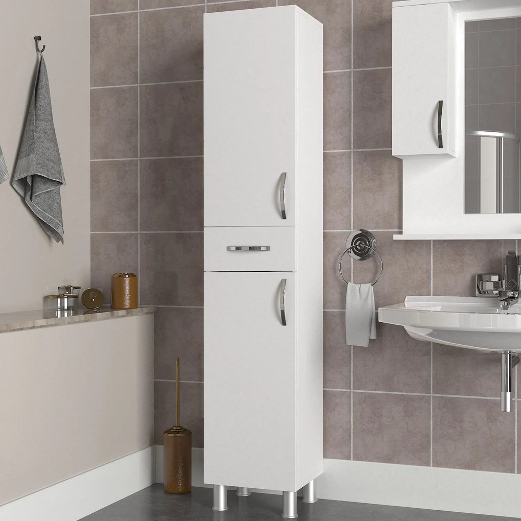 Armário de Casa de Banho Selin – Branco – 35x179x31,3 cm | Tribo Home