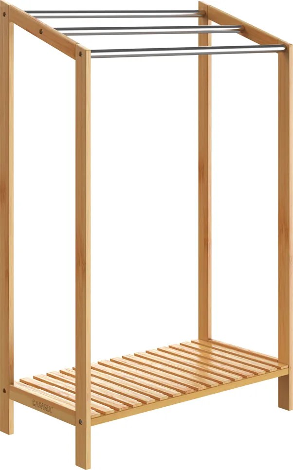 Toalheiro em bambu com barras em aço inoxidável 85 x 51 x 31 cm Castanho
