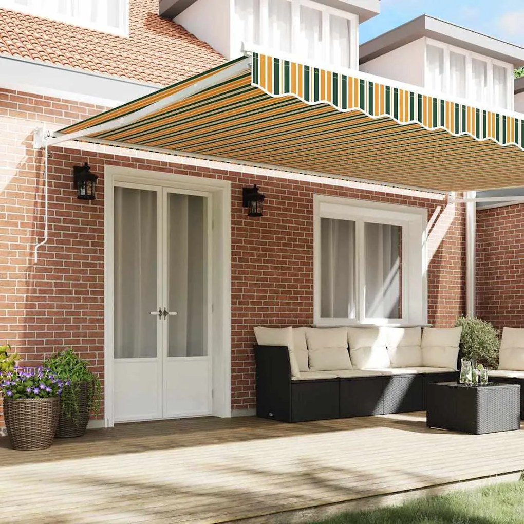Toldo Retrátil Automático Verde e Amarelo 500 x 300 cm