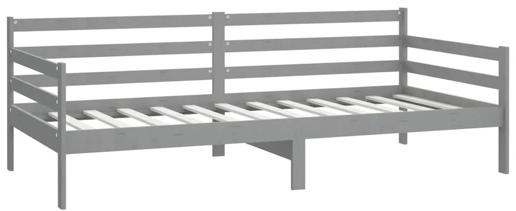 Sofá-cama 90x200 cm madeira de pinho maciça cinzento