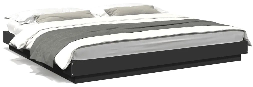 Estrutura cama c/ luzes LED 180x200 cm derivados madeira preto