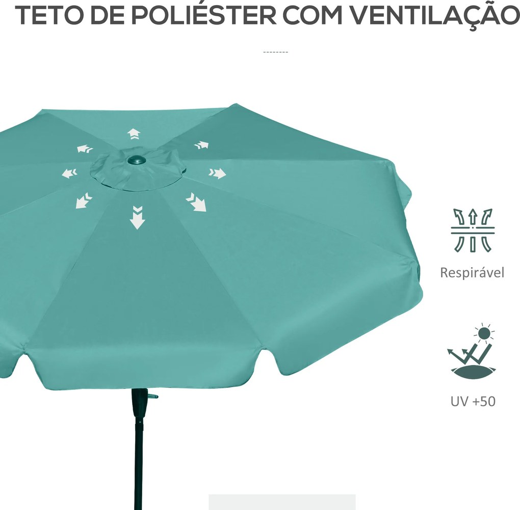 Chapéu de Sol de Jardim Ø266x250 cm Proteção UV50+ Chapéu de Sol de Al