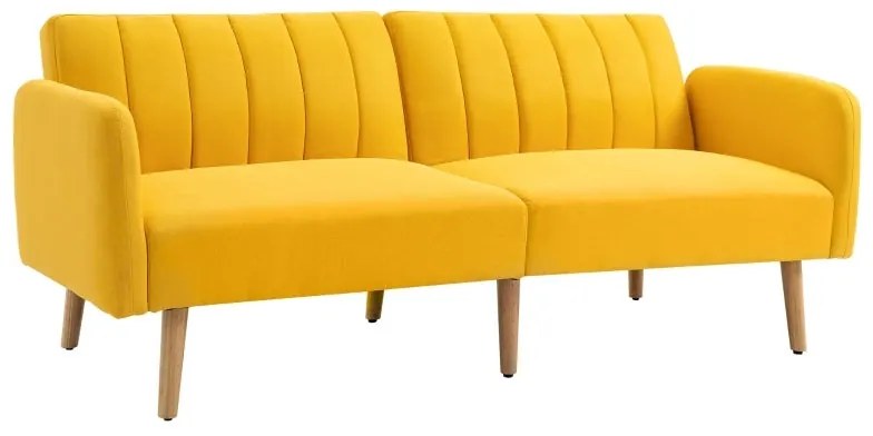 Sofá Cama de 2 Lugares com Encosto Ajustável - Amarelo - Design Escand