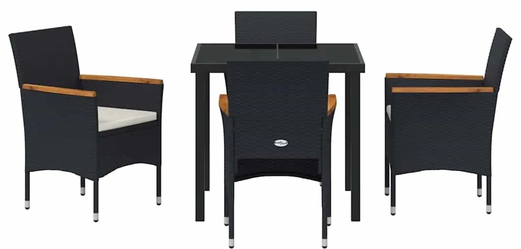 Conjunto de Jantar de Jardim com 5 Peças em Rattan Preto
