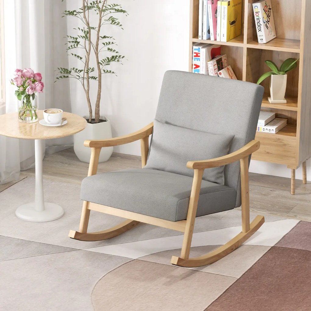 Cadeira de Baloiço, 90 x 66 x 83 cm, Encosto Ergonómico, Cinzento