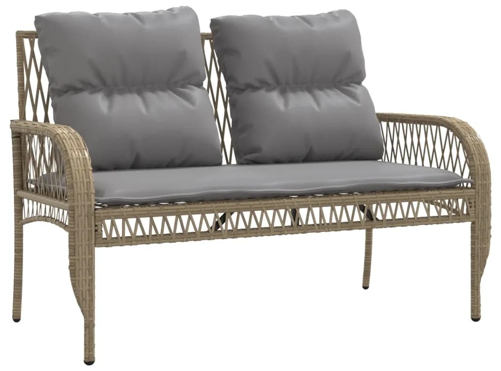4 pcs conjunto de sofás para jardim c/ almofadões vime PE bege