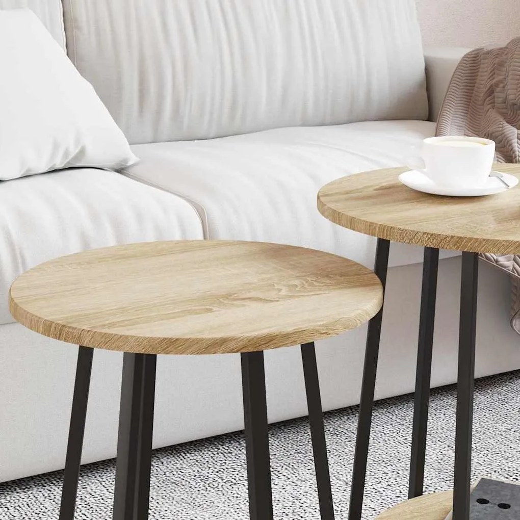 Conjunto de Mesas de Apoio 2 pcs Carvalho Sonoma em Madeira Compensada