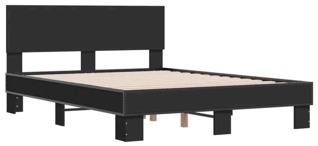 Estrutura de cama 120x190 cm derivados de madeira/metal preto