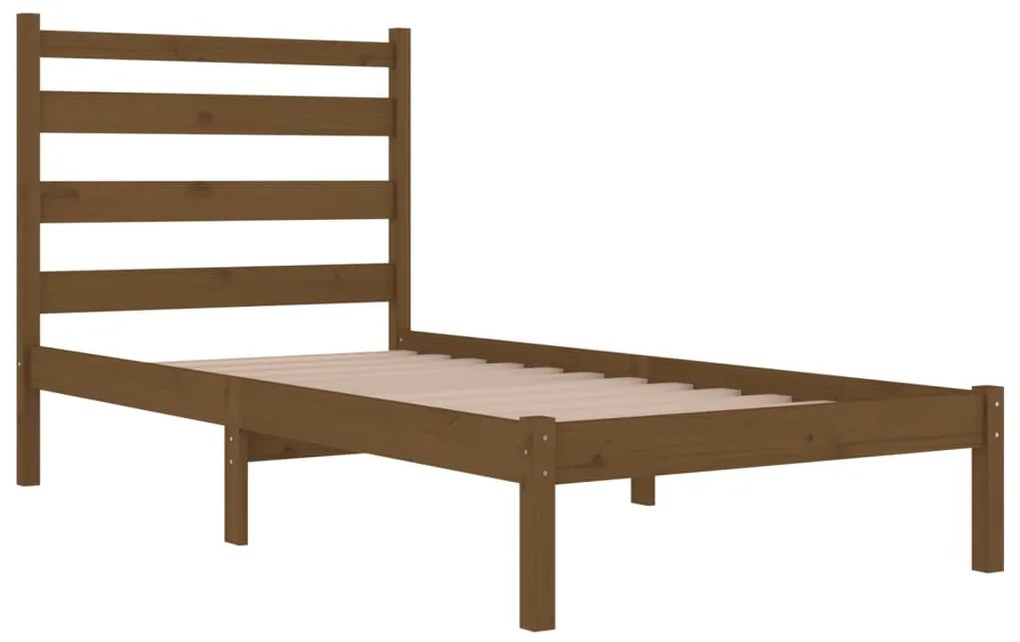 Estrutura de cama 100x200 cm madeira pinho maciço castanho mel