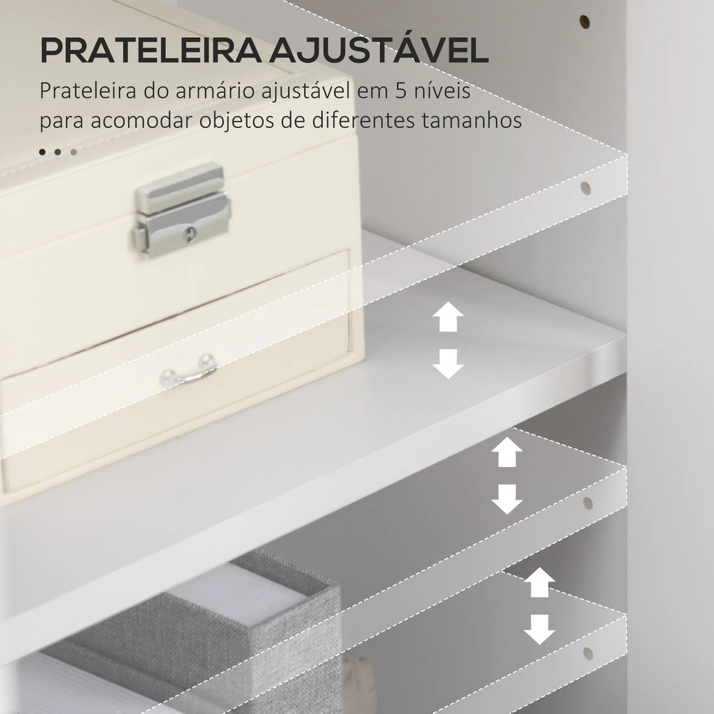 Vitrine Sala de Estar Estante para Livros com Portas de Vidro Prateleira Ajustável e Dobradiças de Fechamento Suave 60x60x116 cm Branco