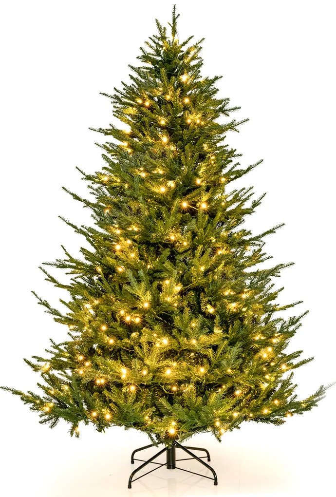 Árvore de Natal artificial de 183 cm com 280 luzes LED brancas quentes 788 pontas de ramos em PE e PVC Verde