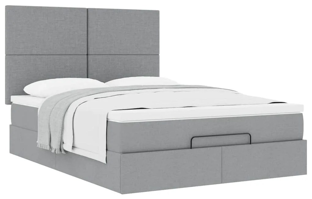 Estrutura de cama otomana com colchão 140x190 cm cinzento claro