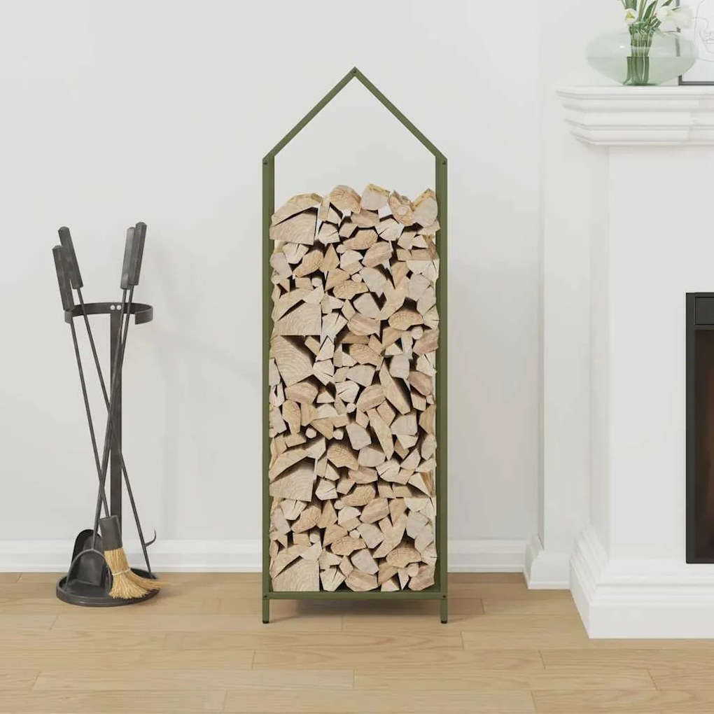 Suporte para lenha aço laminado a frio verde azeitona