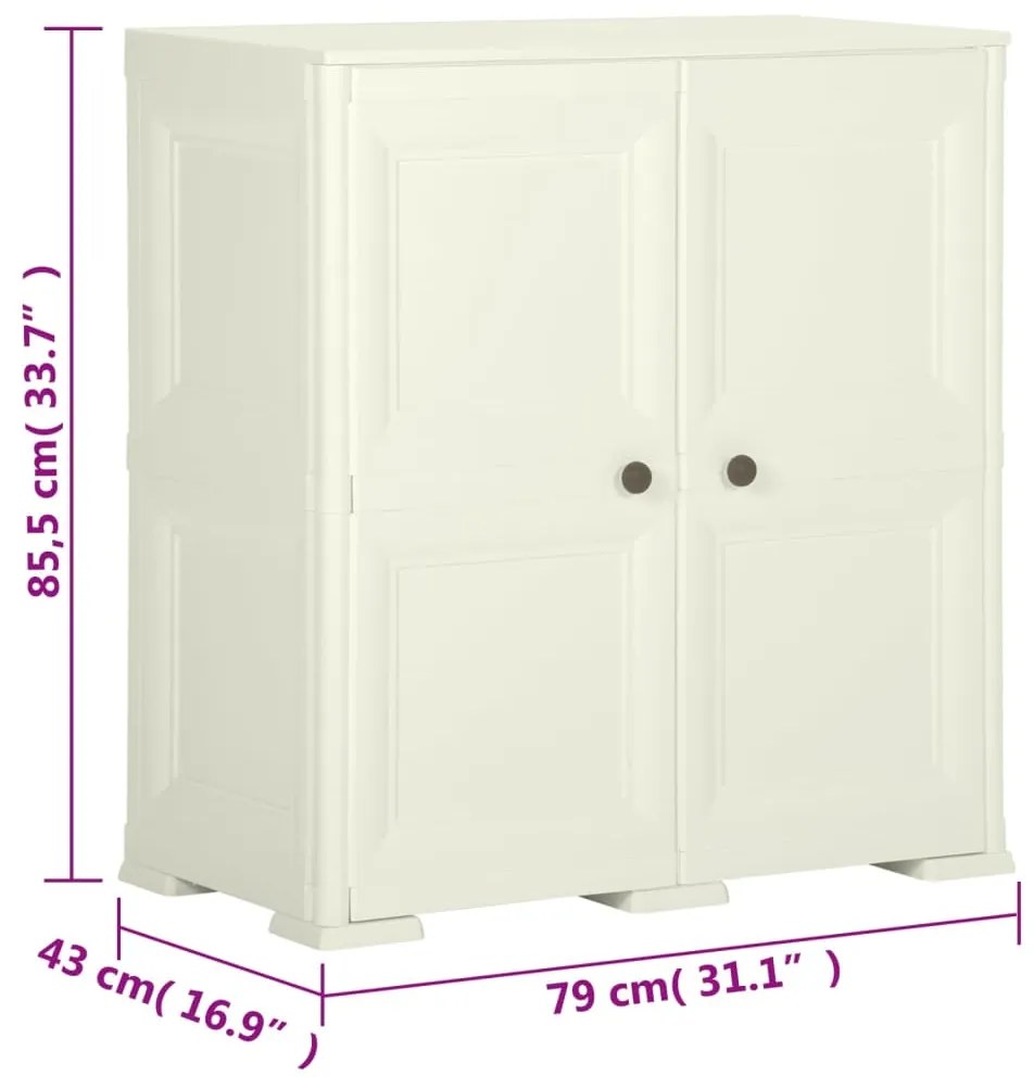 Armário de plástico 79x43x85,5cm design de madeira cor baunilha