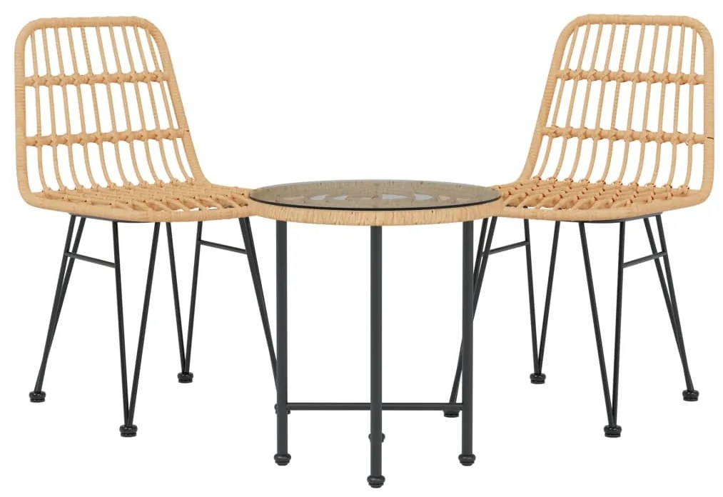 3 pcs conjunto de jantar para jardim vime PE