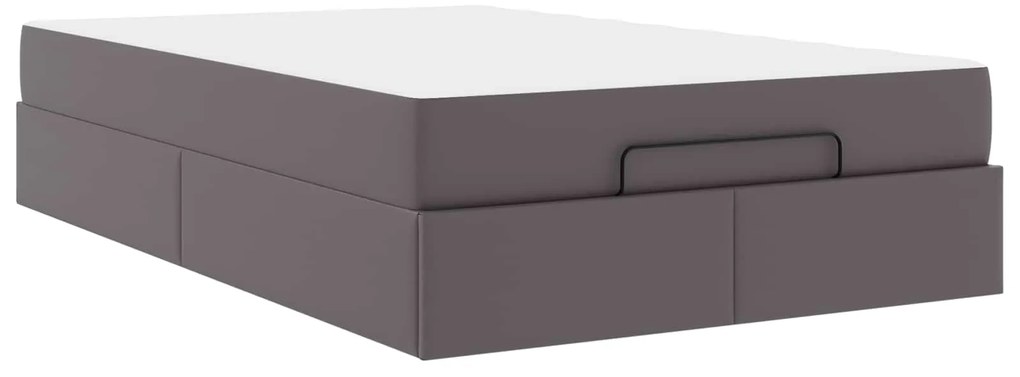 vidaXL Estrutura de cama com colchão com colchão 2 pcs Cinzeto PVC