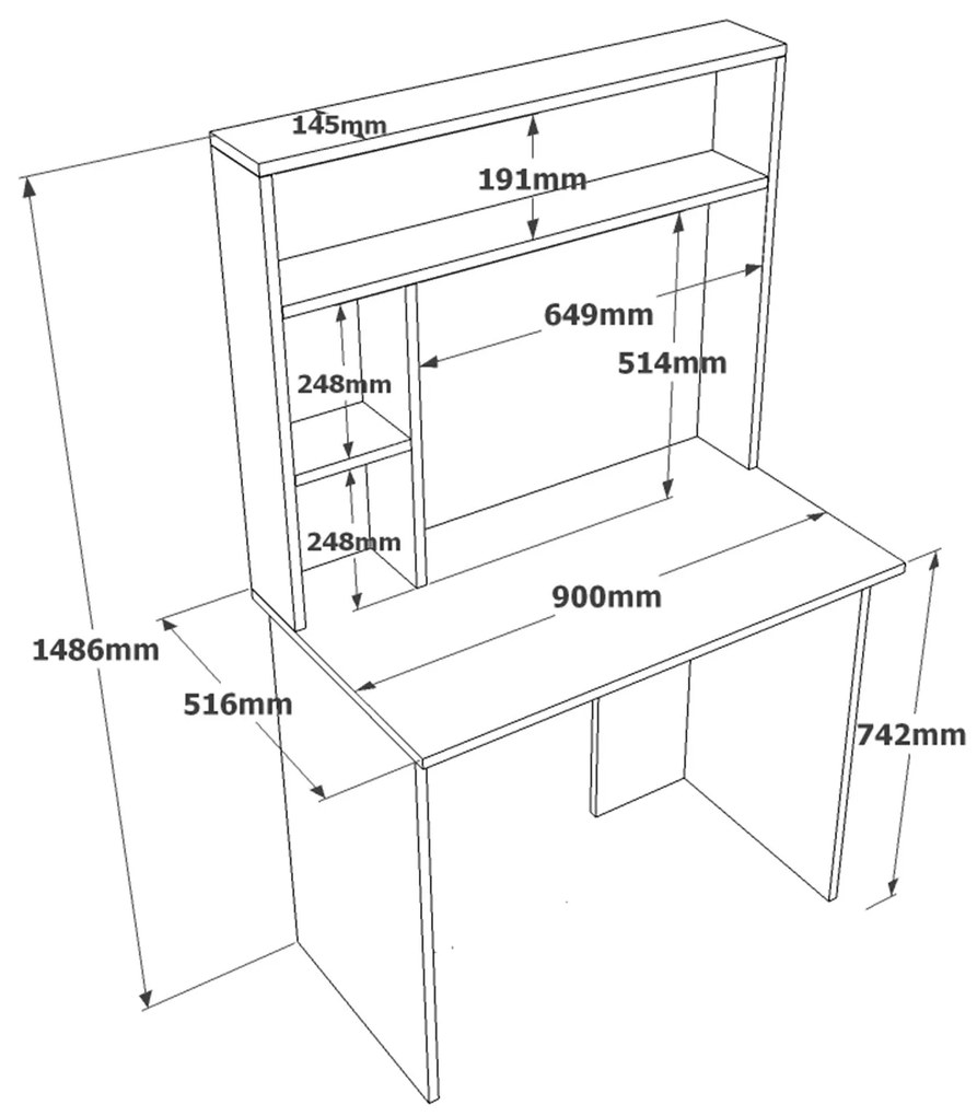 Secretária de Estudo BR2 – Pinho Atlântico – 90x148,6x51,6 cm