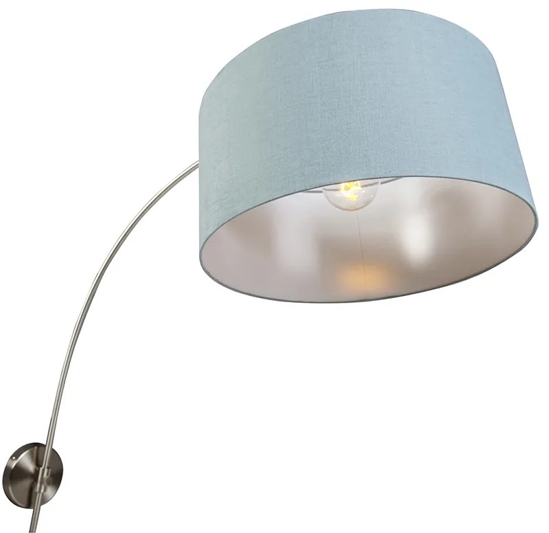 Candeeiro de parede em arco de aço com abajur azul 50/50/25 ajustável Moderno
