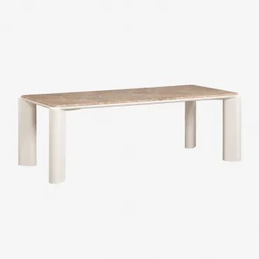 Mesa De Jantar Retangular 220x100 Cm Em Mdf E Mármore Zanzibar Gardénia Branco & Mármore Castanho - Sklum