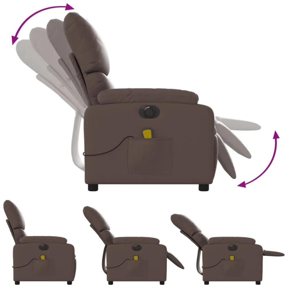 Poltrona massagens reclinável elétrica couro artif. castanho