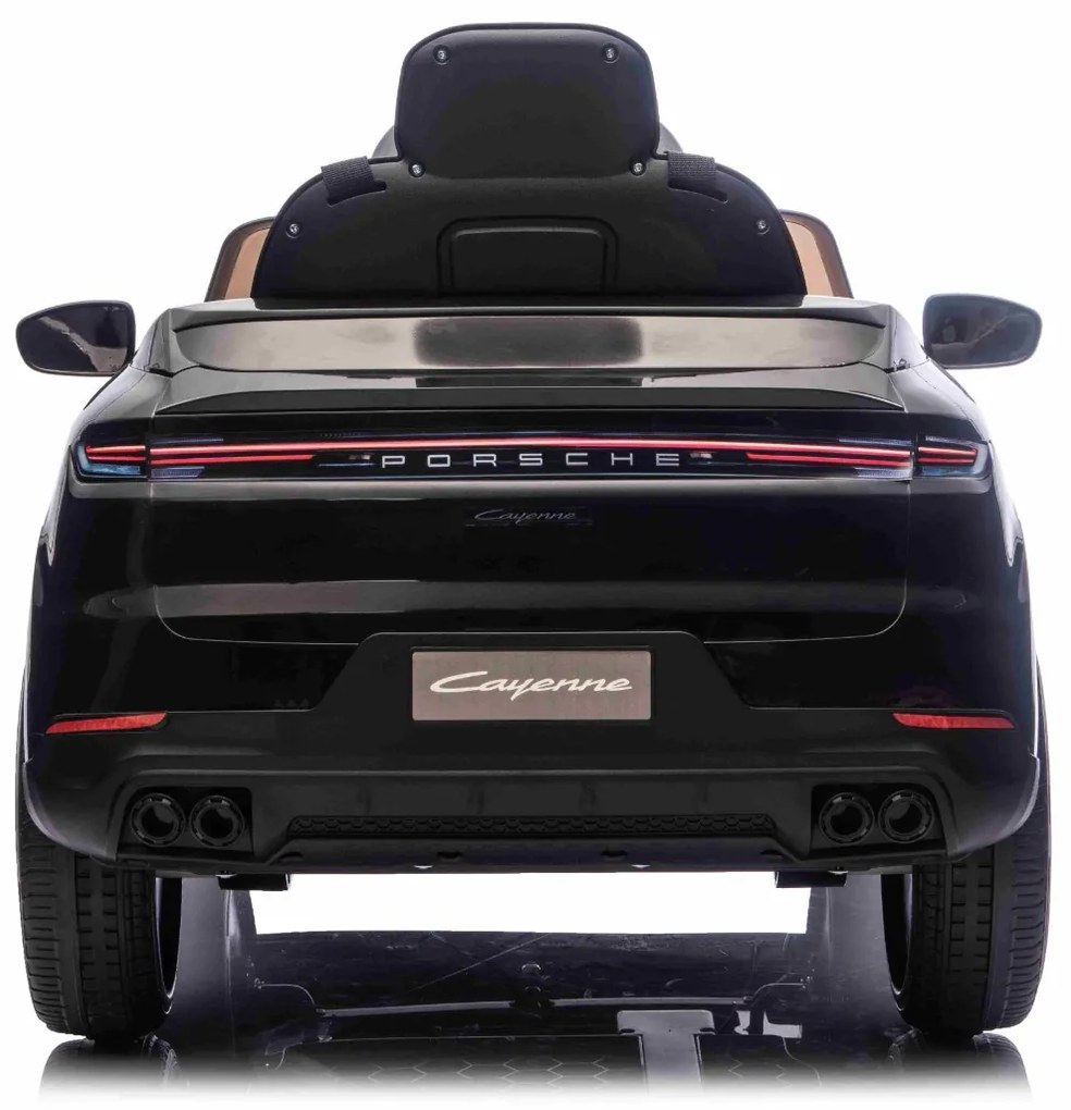 Carro elétrico para crianças Porsche Cayenne 12V com tração traseira – Licença oficial, bateria de lítio, comando remoto 2,4 GHz, leitor MP3, luzes LE