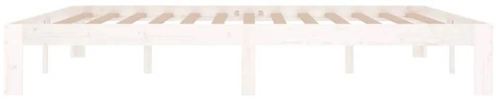 Estrutura de cama super king pinho maciço 180x200 cm branco