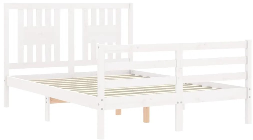 Estrutura de cama com cabeceira 120x200cm madeira maciça branco