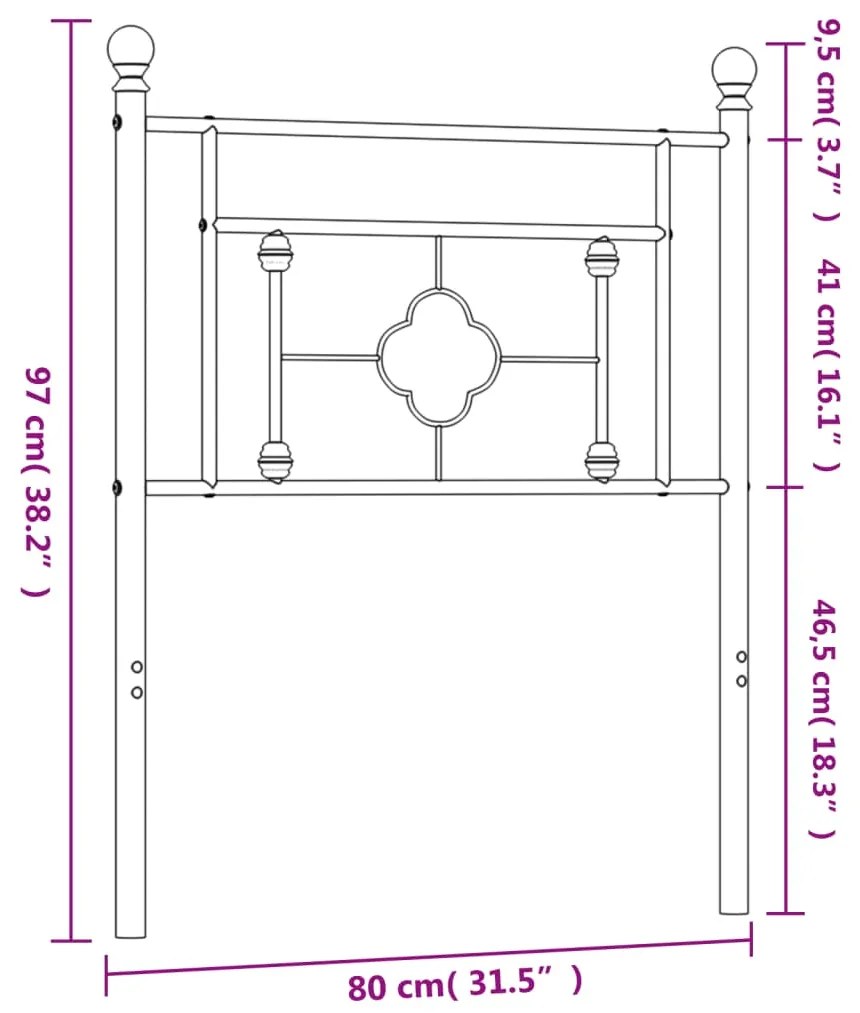 Cabeceira de cama 75 cm metal branco