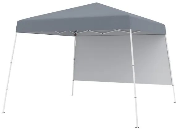 Tenda 300 x 300 cm Pop Up Dobrável com 1 Parede Lateral Com Saco, jardim, campismo, feiras, eventos com Estrutura Metálica Cinzenta