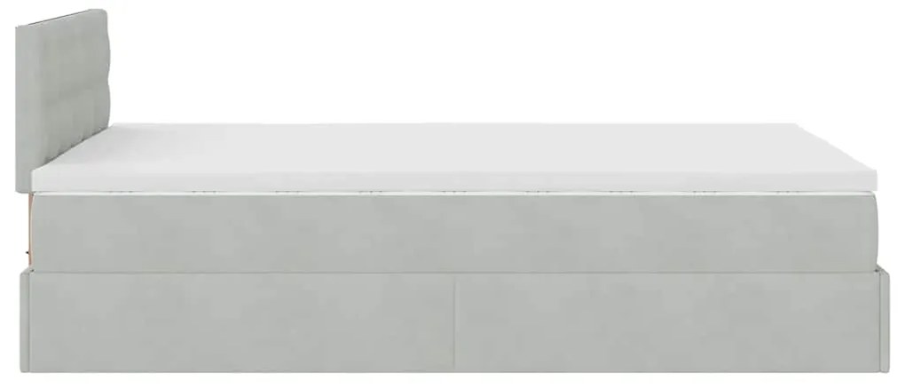Cama otomana com colchão cinza claro 120x190 cm Veludo