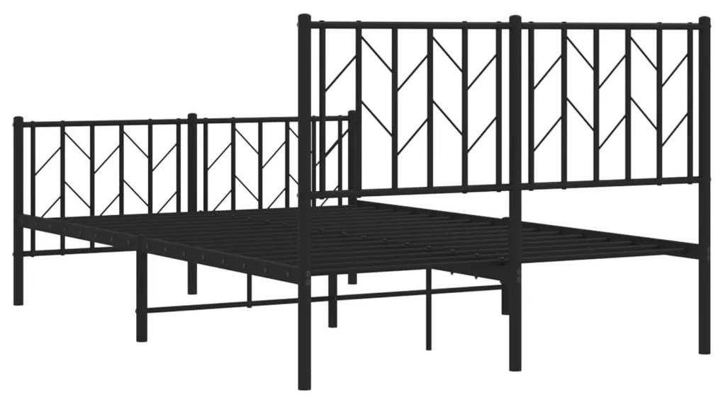 Estrutura de cama com cabeceira e pés 120x200 cm metal preto