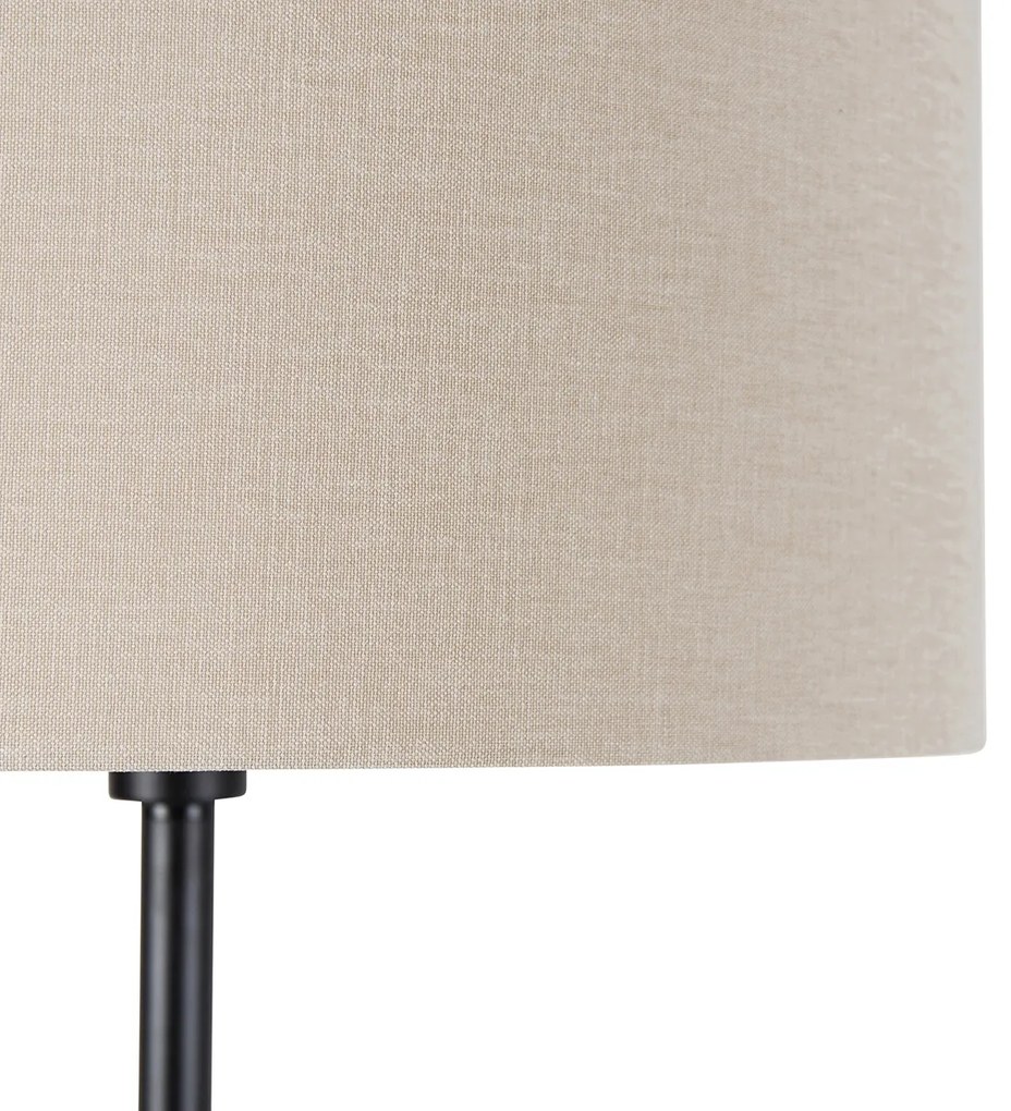 Candeeiro de pé preto com abajur castanho claro 50 cm - Simplo Design,Moderno