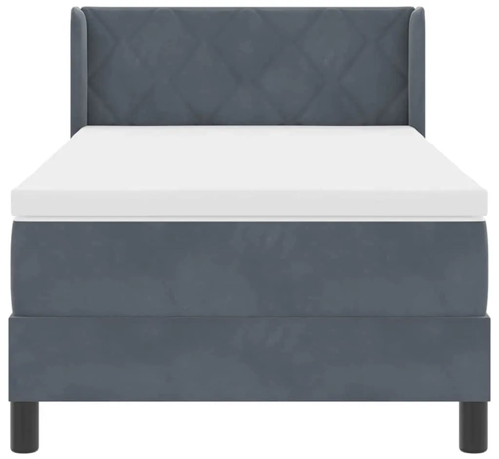 Cama Box Spring com Colchão VidaXL Cinza Escuro 90x200 cm Veludo