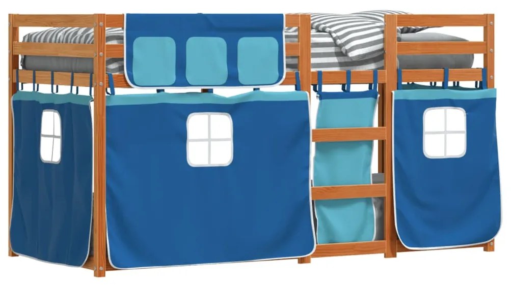 Beliche com cortinas 75x190 cm madeira de pinho maciça azul