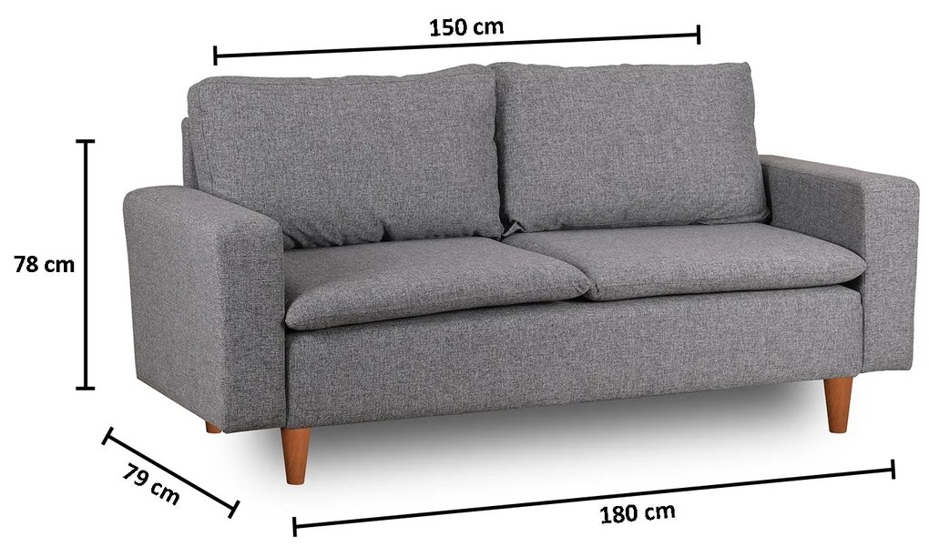 Sofá de 2 Lugares Pafu Lungo — Cinzento - 180x52x75 cm - Design Modern