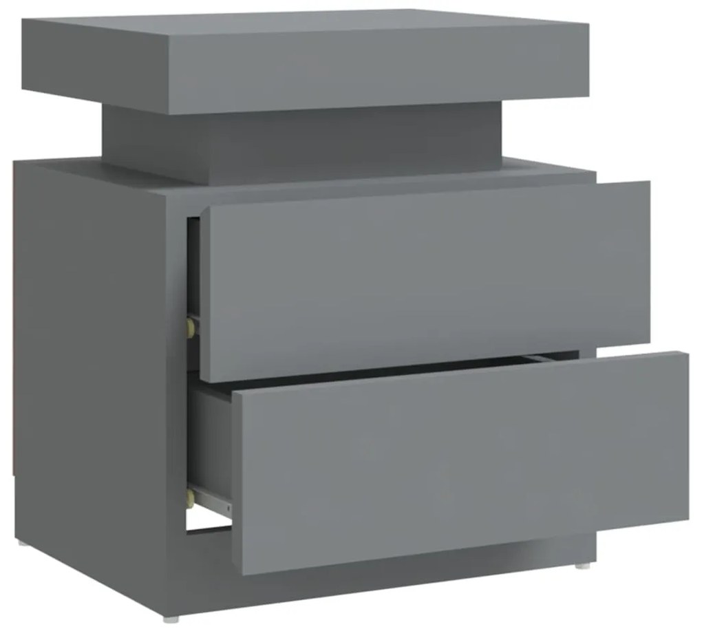 Mesa de cabeceira 45x35x52 cm contraplacado cinzento