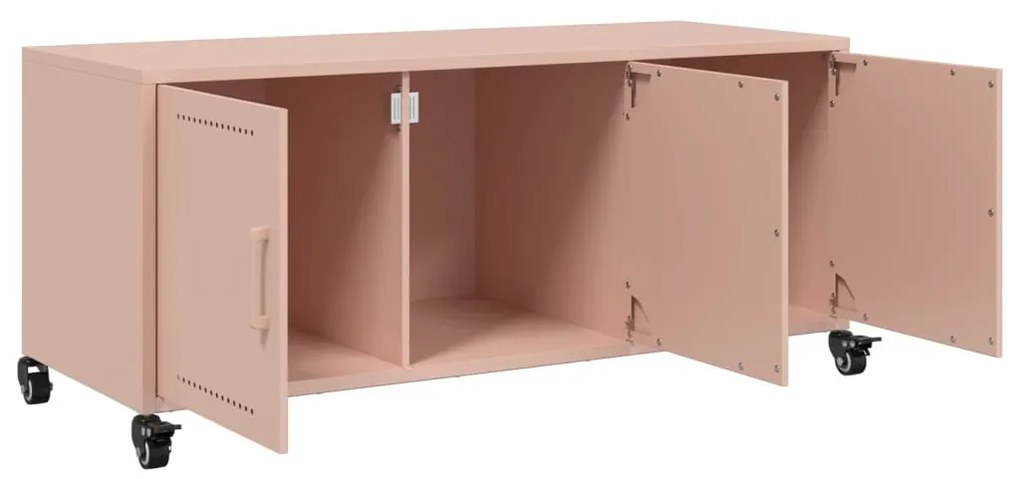 Móvel de TV 100,5x39x43,5 cm aço laminado a frio rosa