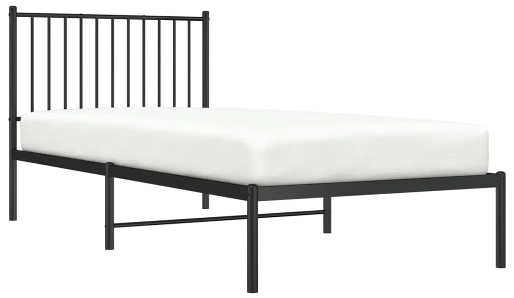 Estrutura de cama com cabeceira 90x200 cm metal preto