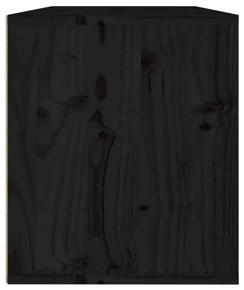 Armário de parede 60x30x35 cm madeira de pinho maciça preto