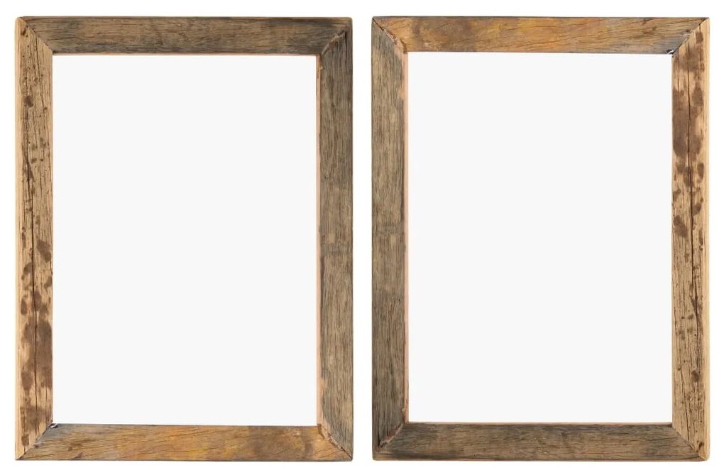 vidaXL Molduras 2 pcs 50x60 cm madeira recuperada maciça e vidro