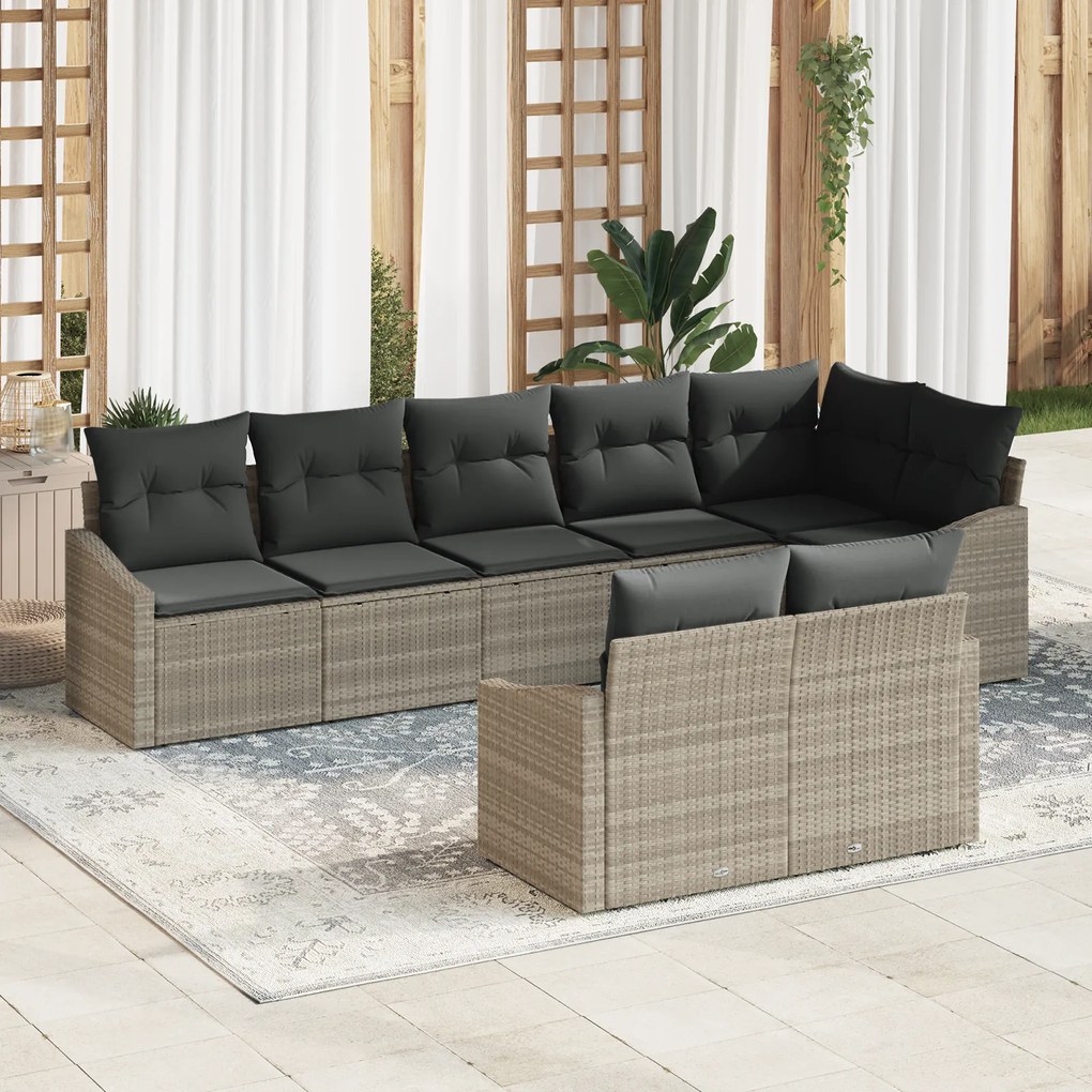 Conjunto de Jantar para Jardim de 8 Peças com Almofadas Cinza Claro Vi