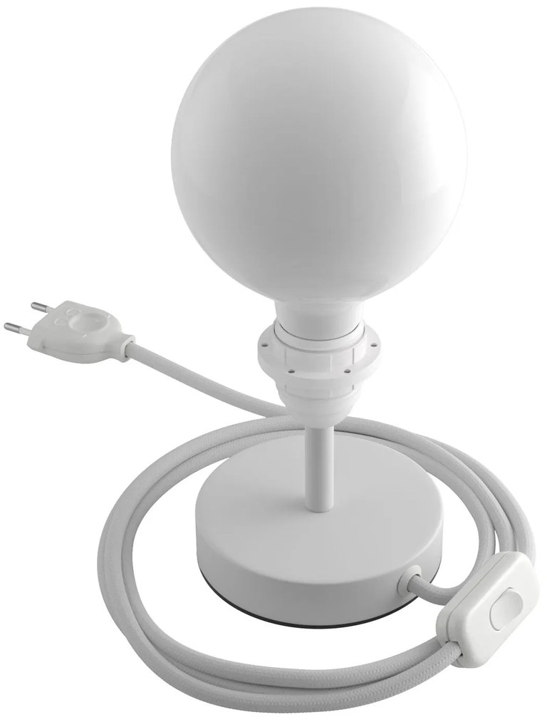 Alzaluce - metal table lamp for lampshades with fabric cable switch and 2 poles plug