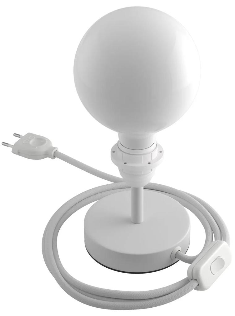 Alzaluce - metal table lamp for lampshades with fabric cable, switch and 2 poles plug - 5 cm Matt White