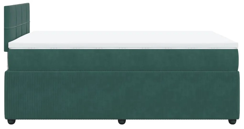 Cama boxspring com colchão 120x200 cm veludo verde-escuro