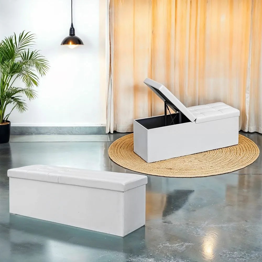 Banco com espaço de arrumação 38 x 110 x 38 cm branco