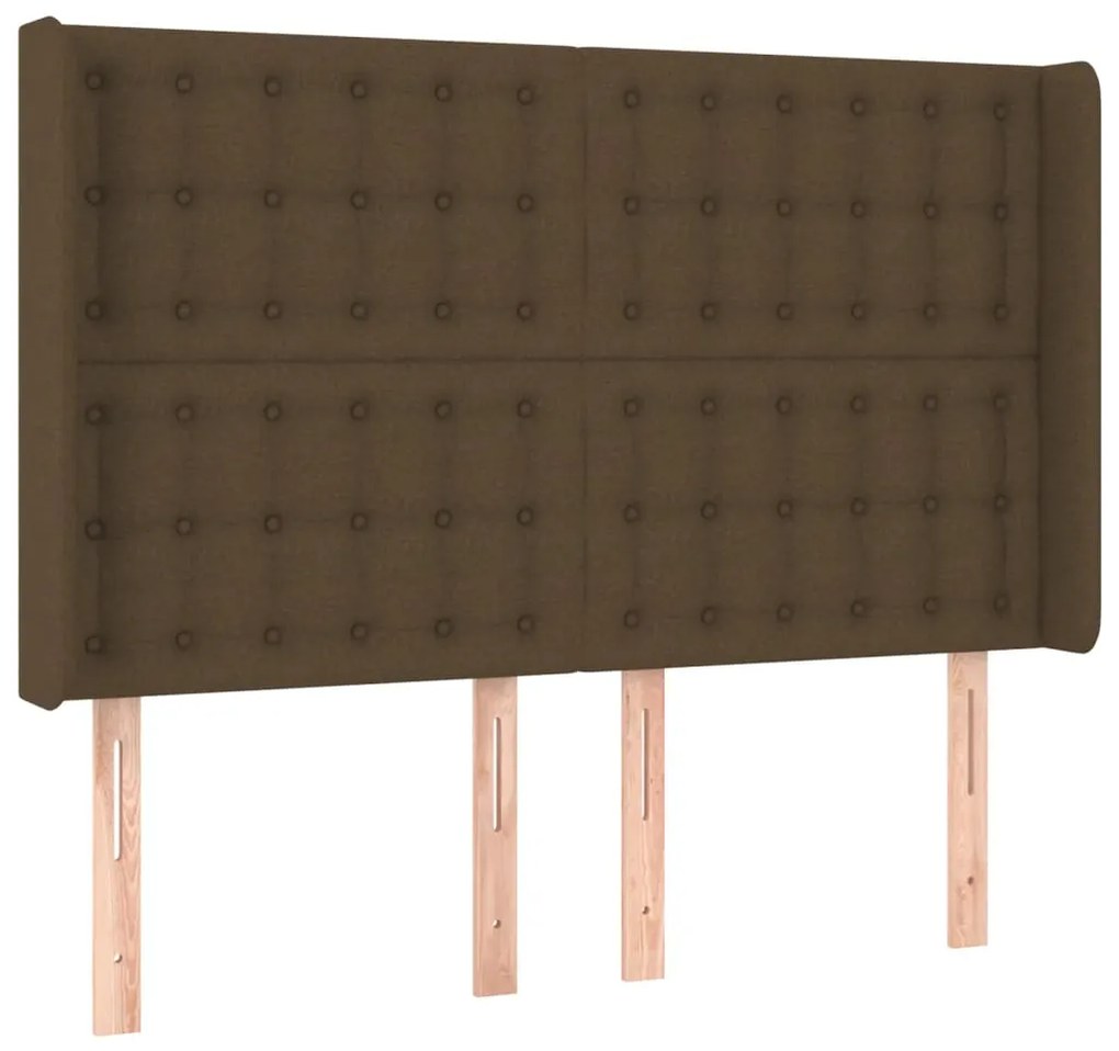 Cama box spring c/ colchão/LED 140x190cm tecido castanho-escuro