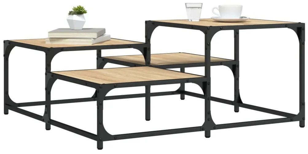 Mesa de centro 87,5x87,5x40cm derivados madeira carvalho sonoma