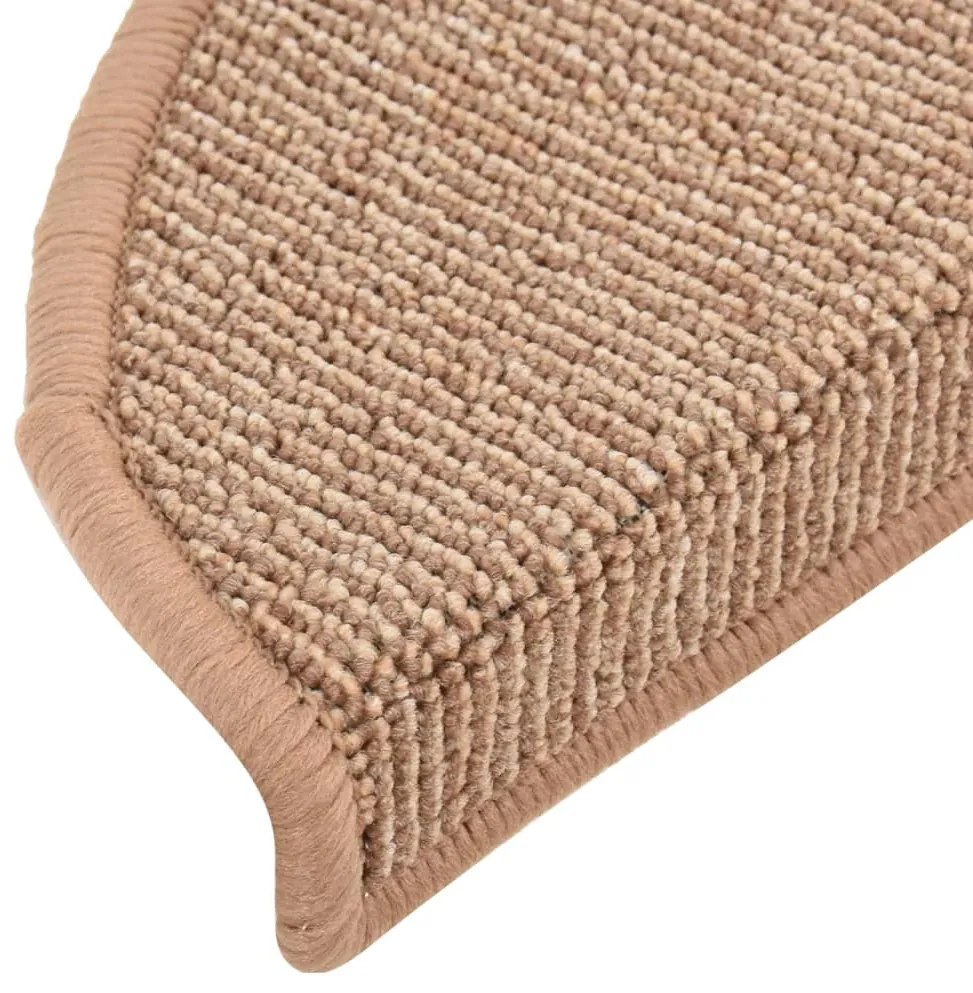 Tapete/carpete para degraus 15 pcs 65x21x4 cm castanho-claro